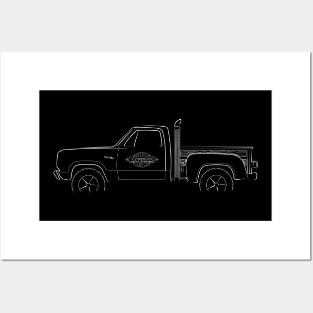 Dodge Adventurer D150 - Lil Red Express Pickup - profile stencil, white Wall Art by mal_photography
